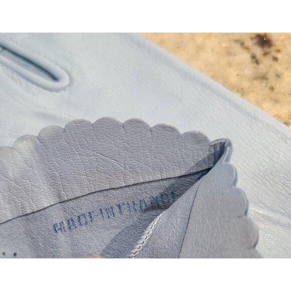 New! Vintage Size XS Blue Leather Formal 8.5" Gloves Atomic Burst Embroidered - Picture 9 of 12